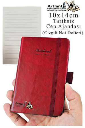 Sert Kapak Tarihsiz Ajanda 10x14 cm 1 Adet Sert Kapak Lastikli Not Defteri Cep Ajandası Çizgili Kalem Tutuculu Thermo