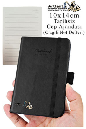 Sert Kapak Tarihsiz Ajanda 10x14 cm 1 Adet Sert Kapak Lastikli Not Defteri Cep Ajandası Çizgili Kalem Tutuculu Thermo