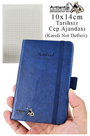 Sert Kapak Tarihsiz Ajanda 10x14 cm 1 Adet Sert Kapak Lastikli Not Defteri Cep Ajandası Kareli Kalem Tutuculu Thermo