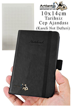 Sert Kapak Tarihsiz Ajanda 10x14 cm 1 Adet Sert Kapak Lastikli Not Defteri Cep Ajandası Kareli Kalem Tutuculu Thermo