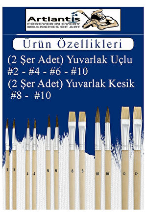 Ahşap Palet Oval Naturel 12 li Resim Fırçası Seti 1 Paket Yuvarlak ve Kesik Uçlu Boyama Fırçası Akrilik Yağlı Guaj Boya