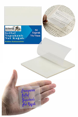 Yapışkanlı Şeffaf Not Kağıdı 50 Yaprak 1 Paket Kare Transparan Postit 75x75mm Yarı Saydam İşaretleyici Aydınger Not