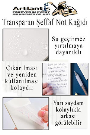 Yapışkanlı Şeffaf Not Kağıdı 50 Yaprak 2 Paket Kare Transparan Postit 75x75mm Yarı Saydam İşaretleyici Aydınger Not