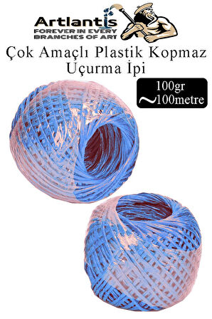 Çok Amaçlı Plastik Kopmaz Uçurtma İpi Çamaşır İpi 2 Adet Renkli 100 Metre Naylon İp Çırpı İpi Çizim İnşaat Duvar İpi