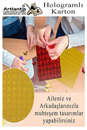 Hologramlı Karton 35X50 cm 10 Renk 1 Paket Hulogramlı Fon Kartonu Kağıt Yanar Döner Parlak Hologram Okul Öncesi Kreş