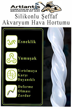 Silikonlu Şeffaf Akvaryum Hava Hortumu 3 Metre İç Çap 6mm Dış Çap 8mm Deney Fıskiye Kauçuk Hortum Yağ Hava Pompa Borusu