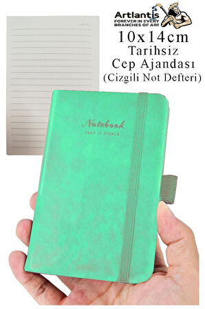 Sert Kapak Tarihsiz Ajanda 10x14 cm 1 Adet Sert Kapak Lastikli Not Defteri Cep Ajandası Çizgili Kalem Tutuculu Thermo
