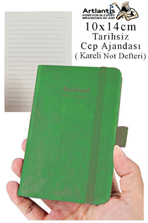 Sert Kapak Tarihsiz Ajanda 10x14 cm 1 Adet Sert Kapak Lastikli Not Defteri Cep Ajandası Kareli Kalem Tutuculu Thermo