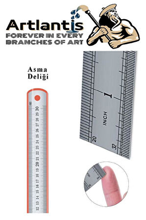 Çelik Cetvel 30 cm İnç Ölçülü 2 Adet Paslanmaz Çelik Metal Çetvel 30 Santimetre Düz Kenar Kolay Çizimler İçin