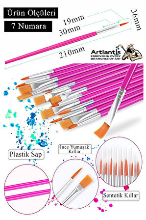 Resim Fırçası 7 Numara 5 Adet Yuvarlak Uçlu Sentetik Resim Fırça Ekonomik Suluboya Akrilik Boya Guaj Boya Yağlı Boya