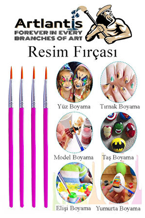 Resim Fırçası 7 Numara 5 Adet Yuvarlak Uçlu Sentetik Resim Fırça Ekonomik Suluboya Akrilik Boya Guaj Boya Yağlı Boya