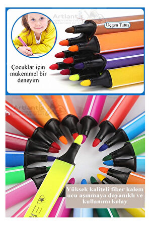 Jumbo Üçgen Keçeli Kalem 10 Renk Plastik Kutu Fixpoint 10 lu Jumbo Keçeli Kalem Canlı Renkler Plastik Kutu