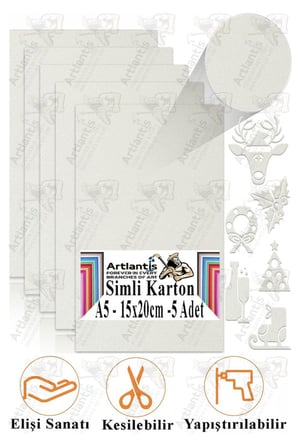 Simli Karton A5 15x20 cm 5 li 1 Paket Simli Fon Kartonu Parıltılı Kağıt Anasınıfı Kreş Etkinlik Proje Dekoratif