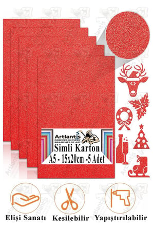 Simli Karton A5 15x20 cm 5 li 1 Paket Simli Fon Kartonu Parıltılı Kağıt Anasınıfı Kreş Etkinlik Proje Dekoratif