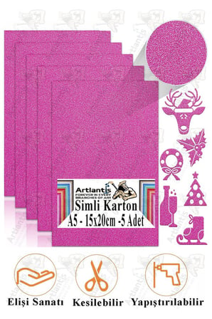 Simli Karton A5 15x20 cm 5 li 1 Paket Simli Fon Kartonu Parıltılı Kağıt Anasınıfı Kreş Etkinlik Proje Dekoratif