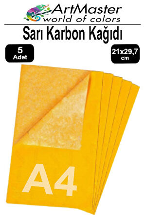 Karbon Kağıdı A4 Sarı 5 Adet 21x29,7 cm Transfer Kağıdı Kopya Kağıdı Renkli Karbon Kağıdı Ahşap Seramik Metal Cam