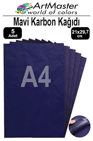 Karbon Kağıdı A4 Mavi 5 Adet 21x29,7 cm Transfer Kağıdı Kopya Kağıdı Renkli Karbon Kağıdı Ahşap Seramik Metal Cam