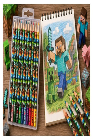 12 li Kuru Boya Kalemi Plastik Kutu 1 Paket Fatih Mini Craft Figürlü 12 Renk Kuruboya Tam Boy Renkli Kalem