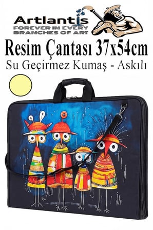Resim Çantası Desenli Kumaş 37x54 cm 1 Adet Teknik Resim Dosya Çantası 35x50 cm Askılı Proje Çantası Fermuarlı Okul Sınıf