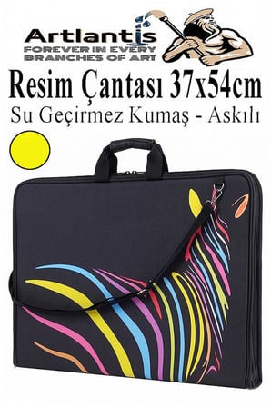 Resim Çantası Desenli Kumaş 37x54 cm 1 Adet Teknik Resim Dosya Çantası 35x50 cm Askılı Proje Çantası Fermuarlı Okul Sınıf