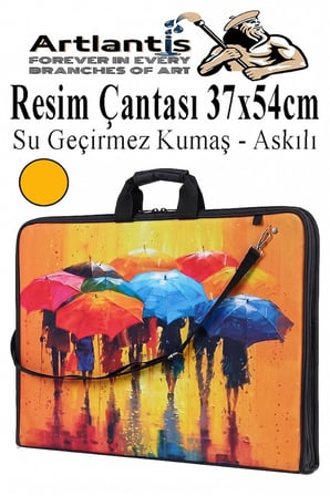 Resim Çantası Desenli Kumaş 37x54 cm 1 Adet Teknik Resim Dosya Çantası 35x50 cm Askılı Proje Çantası Fermuarlı Okul Sınıf