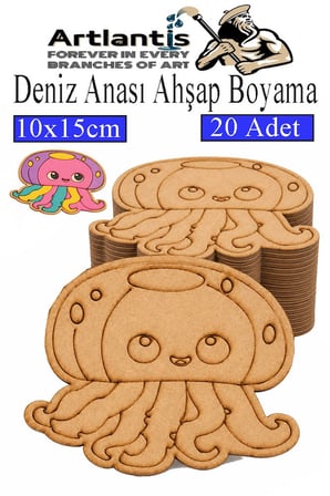 Ahşap Boyama Deniz Canlıları 20 Adet 10x15cm Boyama Figürü Etkinlik Çoçuk Gelişim Motor Beceri Kreş Anasınıfı