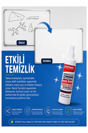 Beyaz Tahta Temizleyici Spreyi 250 ml 2 Adet Penmark Tahta Spreyi Sınıf Okul Tahta Spreyi Beyaz Yazı Tahtası Spreyi