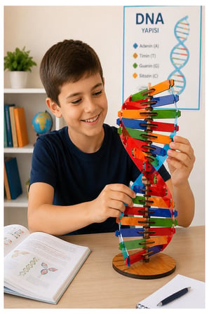 Dna Modeli 1 Paket Ahşap DNA Yapım Seti Dna Sarmalı Deney Yapım Seti Okul Materyali Fen Bilimleri