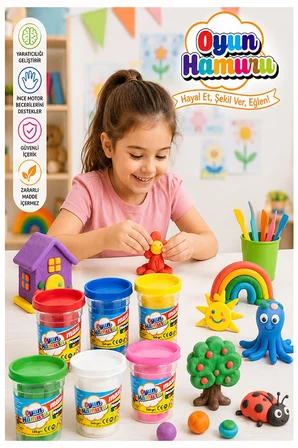 Oyun Hamuru 6 Renk 780gr 1 Paket Nova Color 6 lı Oyun Hamuru Kurumaya Karşı Dirençli Okul Öncesi Kreş Yumuşak Dokulu