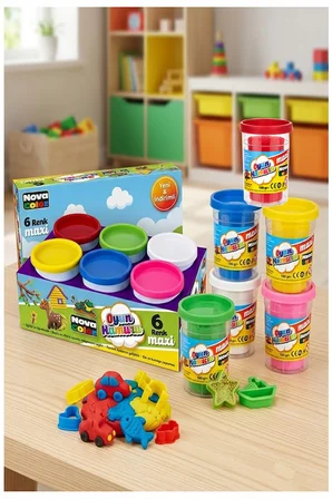 Oyun Hamuru 6 Renk 780gr 1 Paket Nova Color 6 lı Oyun Hamuru Kurumaya Karşı Dirençli Okul Öncesi Kreş Yumuşak Dokulu