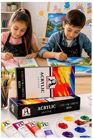 neon ve pastel akrilik boya 12 renk 1 paket monalisa 22 ml 12 li akrilik boya resim dersi tuval ahşap taş boya seti