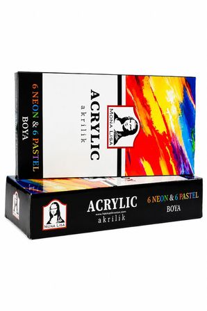 neon ve pastel akrilik boya 12 renk 1 paket monalisa 22 ml 12 li akrilik boya resim dersi tuval ahşap taş boya seti
