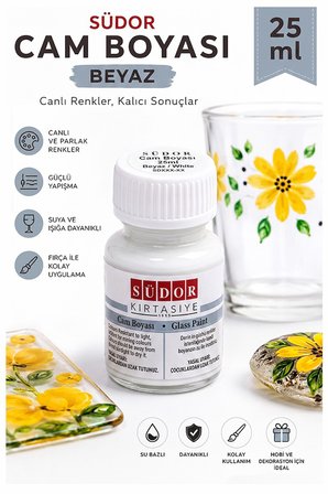 Cam Boyası Vitray Boyası 25 ml 1 Adet Südor Su Bazlı Renkli Cam Vitray Boyası Sanat Hobi