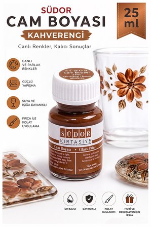 Cam Boyası Vitray Boyası 25 ml 1 Adet Südor Su Bazlı Renkli Cam Vitray Boyası Sanat Hobi