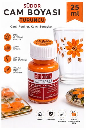 Cam Boyası Vitray Boyası 25 ml 1 Adet Südor Su Bazlı Renkli Cam Vitray Boyası Sanat Hobi