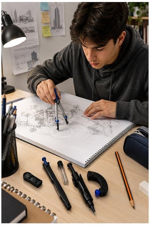 Metal Pergel Seti 7 Parça 1 Paket Maped Technic Compact Profesyonel Pergel Çizim Proje Matematik Mimari Çizim Seti