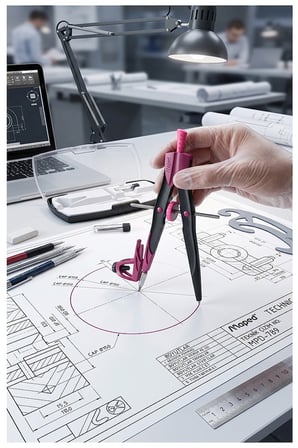 Yeşil Metal Hassas Pergel Seti 3 Parça 1 Adet Maped 291010 Technic Precision Profesyonel Pergel Proje Mimari Teknik