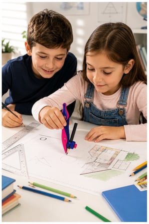 Mavi Plastik Pergel Kurşun Kalemli 1 Adet Maped Kidz 191611 Pergel Matematik Geometri Mimari Proje Teknik Çizim