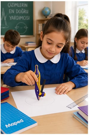 Mor Plastik Pergel Kurşun Kalemli 1 Adet Maped Kidz 191611 Pergel Matematik Geometri Mimari Proje Teknik Çizim