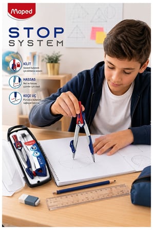 Metal Pergel Seti 1 Adet Maped 196100 Stop System Profesyonel Pergel Çizim Proje Matematik Geometri Mimar Mühendis