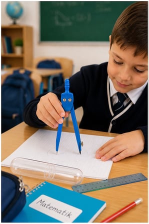 Yeşil Metal Pergel 1 Adet Puti 1574 Koruma Kutulu Metal Pergel Grafit Uçlu Mekanik Pergel Matematik Teknik Mimari Çizim