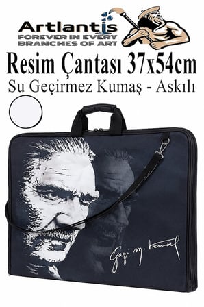 Resim Çantası Desenli Kumaş 37x54 cm 1 Adet Kız ve Erkek Teknik Resim Dosya Proje Çantası 35x50 cm Askılı Fermuarlı
