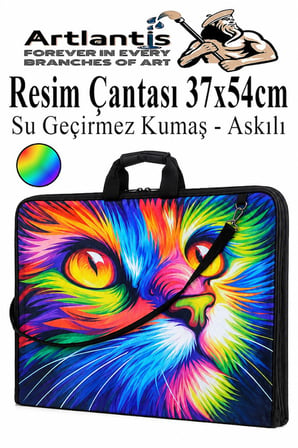 Resim Çantası Desenli Kumaş 37x54 cm 1 Adet Kız ve Erkek Teknik Resim Dosya Proje Çantası 35x50 cm Askılı Fermuarlı
