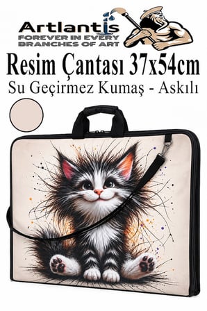 Resim Çantası Desenli Kumaş 37x54 cm 1 Adet Kız ve Erkek Teknik Resim Dosya Proje Çantası 35x50 cm Askılı Fermuarlı