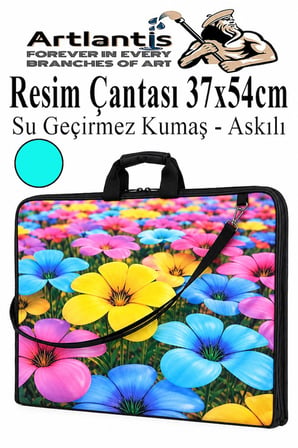 Resim Çantası Desenli Kumaş 37x54 cm 1 Adet Kız ve Erkek Teknik Resim Dosya Proje Çantası 35x50 cm Askılı Fermuarlı