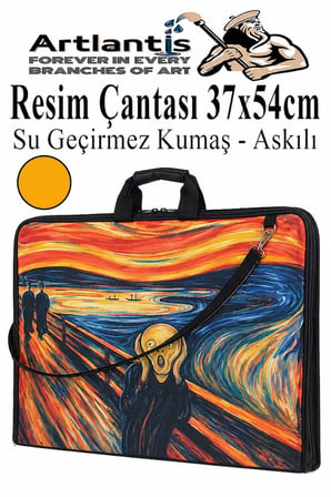 Resim Çantası Desenli Kumaş 37x54 cm 1 Adet Kız ve Erkek Teknik Resim Dosya Proje Çantası 35x50 cm Askılı Fermuarlı
