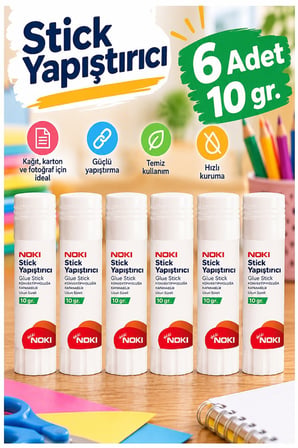 Glue Stick Yapıştırıcı Katı Yapıştırıcı 10 Gr Ruj Yapıştırıcı 6 Adet Noki Okul Yapıştırıcısı Zararsız Büro Ofis Fotoğraf