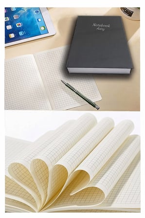 Siyah Ciltli Kareli Defter 300 Yaprak 20x28cm 1 Adet Çok Yapraklı Sert Kapaklı Not Hesap Defteri Okul Ofis Büro