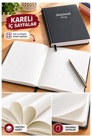 Mavi Ciltli Kareli Defter 300 Yaprak 20x28cm 1 Adet Çok Yapraklı Sert Kapaklı Not Hesap Defteri Okul Ofis Büro