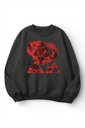 Unisex Yumuşak Dokulu İki İnsan Tutku Baskılı Tasarım Oversize 3 İplik Bisiklet Yaka Sweatshirt